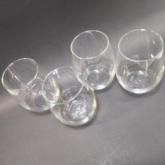 Set of 4 Libbey Clear 18 oz Large Stemless Wine Goblets Water Glasses 5" T GUC - Picture 2 of 7